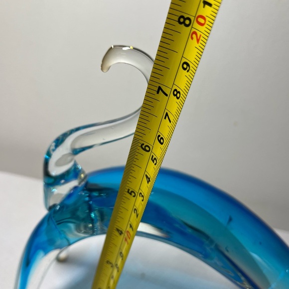 MURANO GLASS Blue Stretching Cat Figurine. - Picture 5 of 6